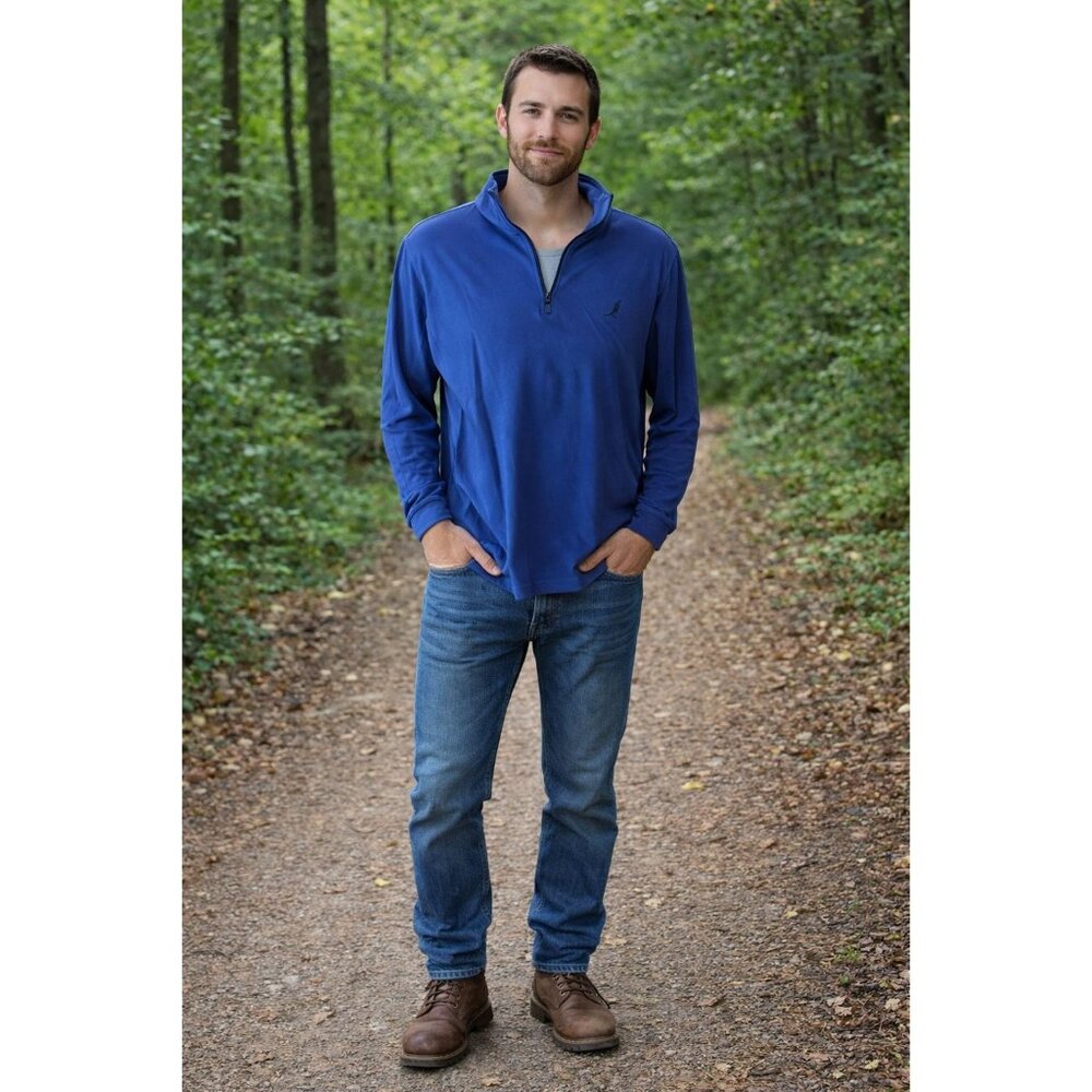 Nautica Men’s M Blue Quarter Zip Pullover Cotton Casual Preppy Outdoor